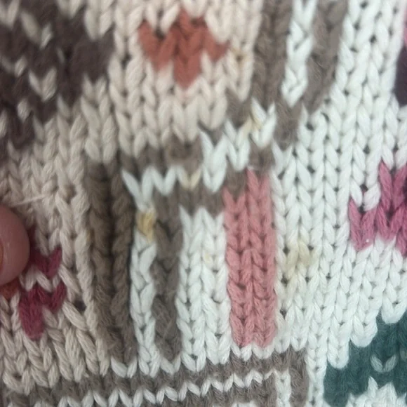 Laura Ashley Cream and Burgundy Floral Sweater - Picture 5 of 6